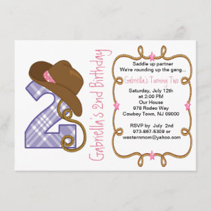 Western Big Two Girl Birthday Invitation