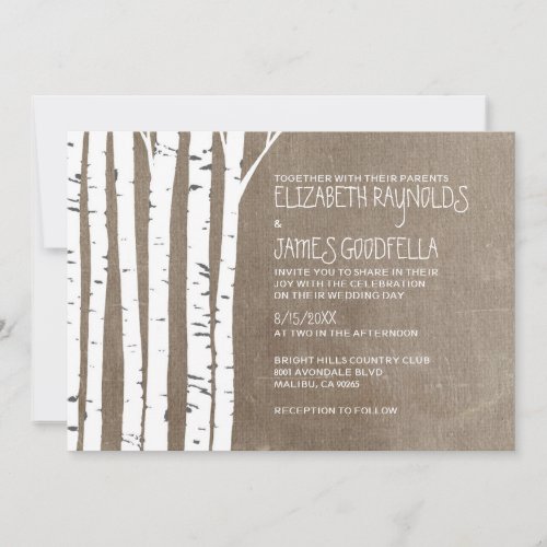 Western Birch Tree Wedding Invitations