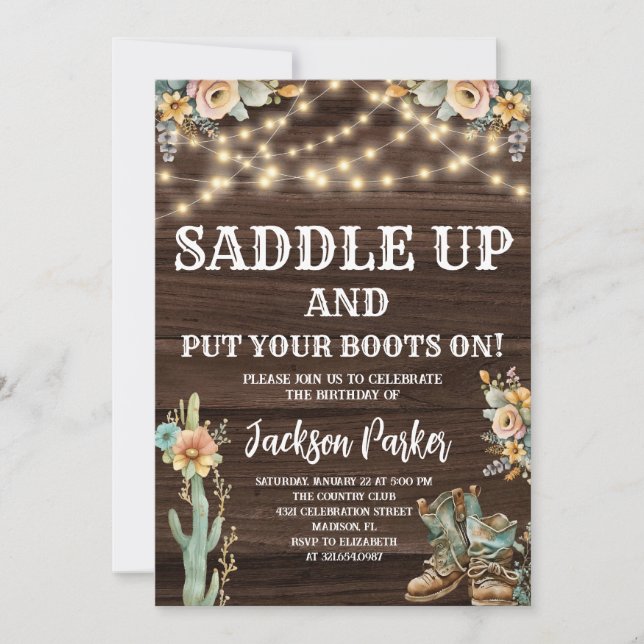 Western Birthday Cowboy Birthday Party Invitation (Front)