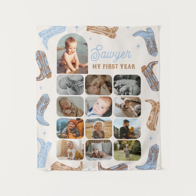 Western Birthday First Year Photo Tapestry (Front)