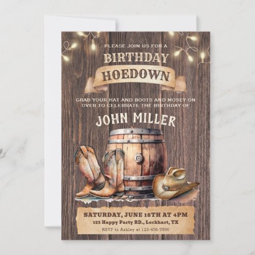 Western Birthday Hoedown Cowboy Country Boots Invitation