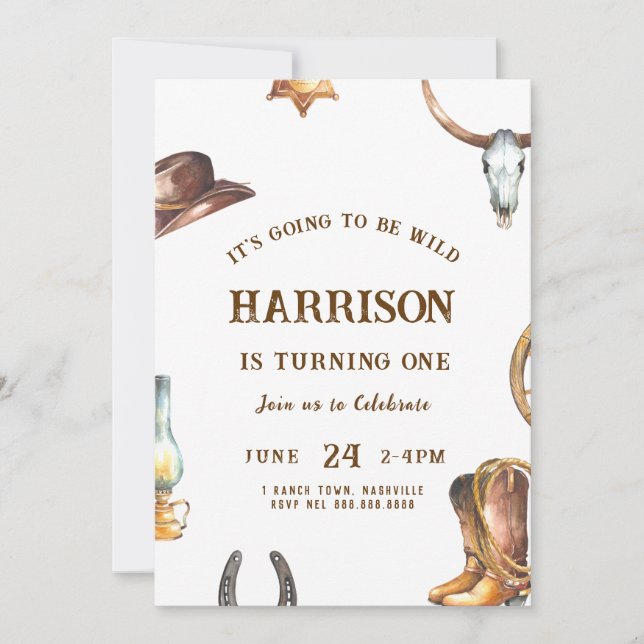 Western Birthday Invitation Cowboy Rodeo (Front)