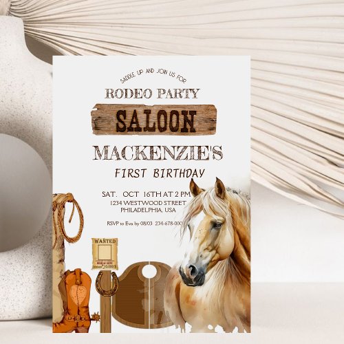  Western Birthday Party First Rodeo  Invitation