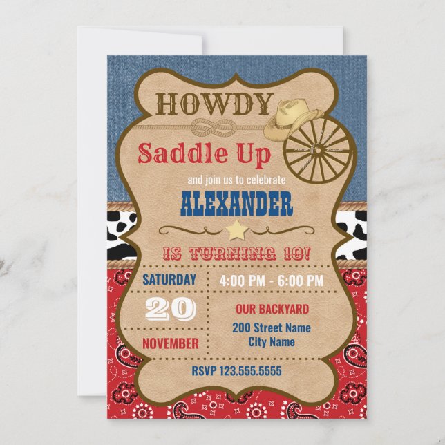 Western Birthday Party Invitation (Front)
