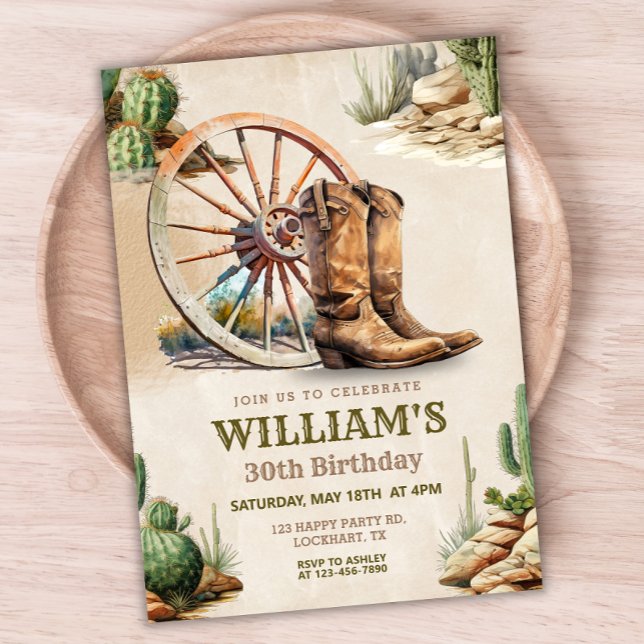 Western Birthday Party, Rustic Cowboy 30th  Invitation (Creator Uploaded)