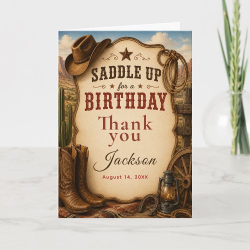 Western Birthday Party Thank You Card