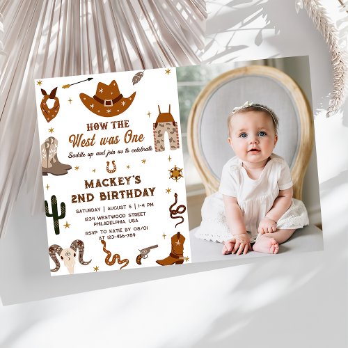 Western Birthday Rustic 1st Birthday Party Photo Invitation