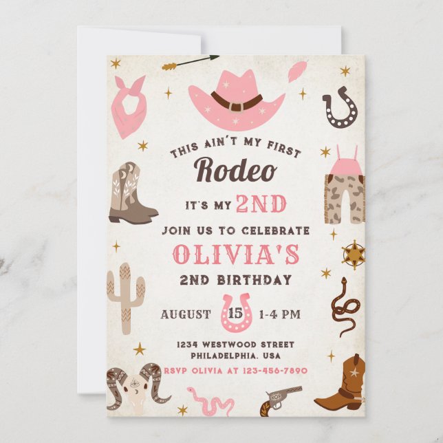 Western Birthday Rustic 2nd Birthday Party Invitation (Front)