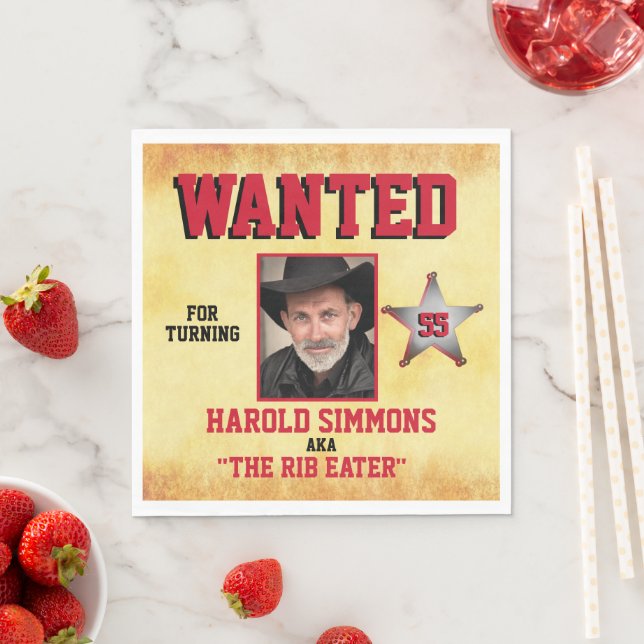 Western Birthday Wanted Napkins (Insitu)