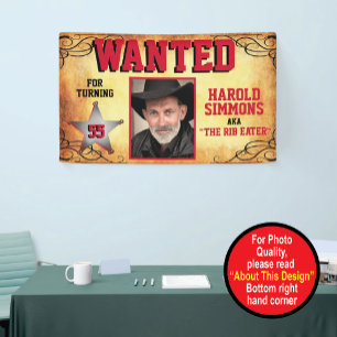 Western Birthday Wanted Poster Banner