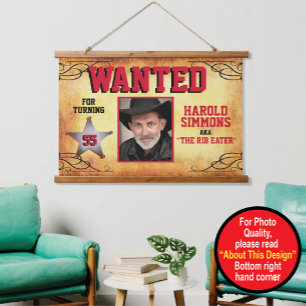 Western Birthday Wanted Poster Hanging Tapestry
