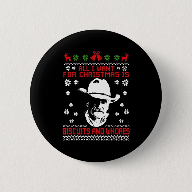 Western Biscuits And S Christmas Quote  Button (Front)