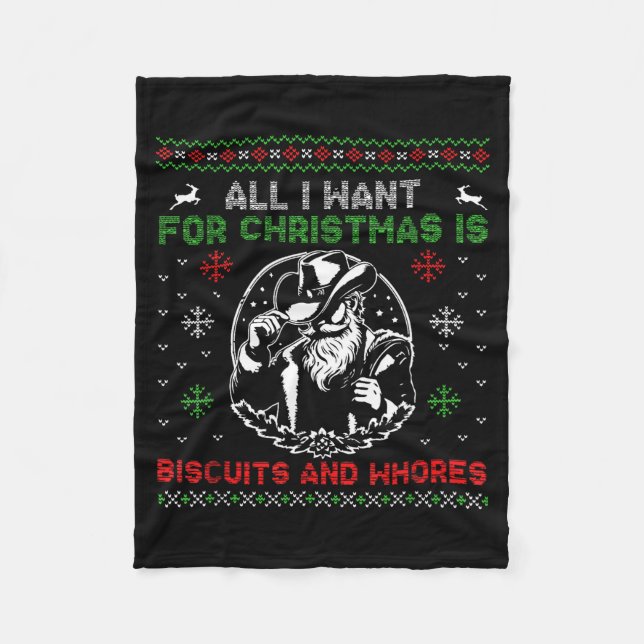 Western Biscuits And S Christmas Quote  Fleece Blanket (Front)