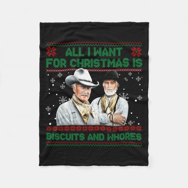 Western Biscuits And S Christmas Quote  Fleece Blanket (Front)