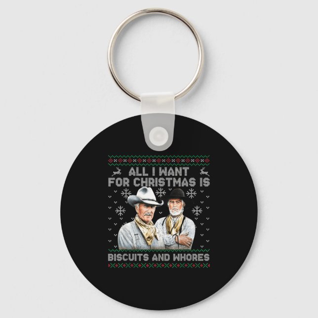 Western Biscuits And S Christmas Quote  Keychain (Front)