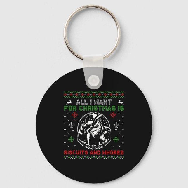 Western Biscuits And S Christmas Quote  Keychain (Front)