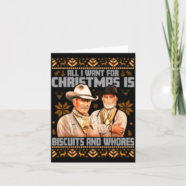 Western Biscuits And S Christmas Ugly  Card (Front)