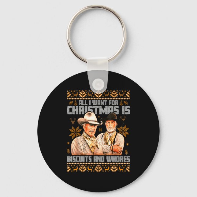 Western Biscuits And S Christmas Ugly  Keychain (Front)