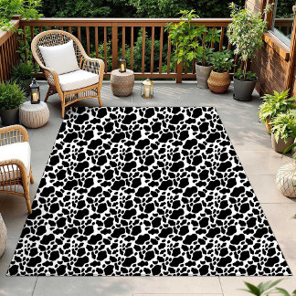 Western Black and White Cow Print Decor Rug