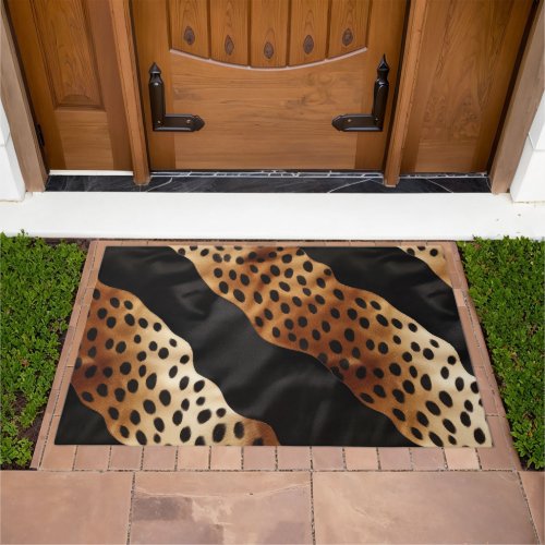 Western Black Brown Cream Cowhide  Doormat