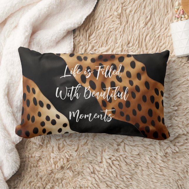 Western Black Brown Cream Cowhide  Lumbar Pillow (Blanket)