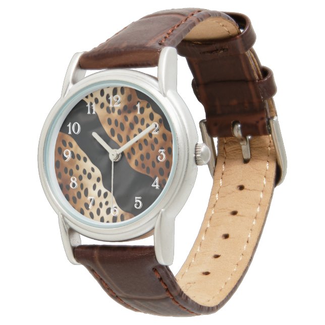 Western Black Brown Cream Cowhide  Watch (Angled)