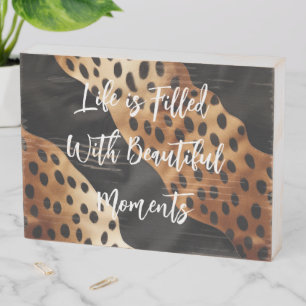 Western Black Brown Cream Cowhide  Wooden Box Sign