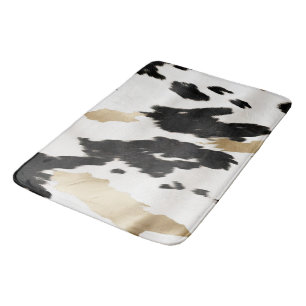 Western Black White Glam Gold Cowhide Bath Mat