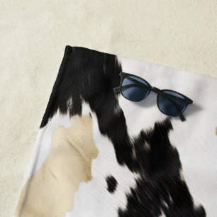 Western Black White Glam Gold Cowhide Beach Towel