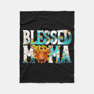 Western blessed cow mama cow print mom mother's da fleece blanket