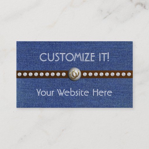 Customizable Western Bling Customizable Denim Biz Cards Business Card