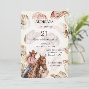 Western Blond Cowgirl Hats Birthday Invitation