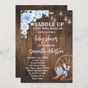 Western Blue Baby Shower Country Boots Invitation