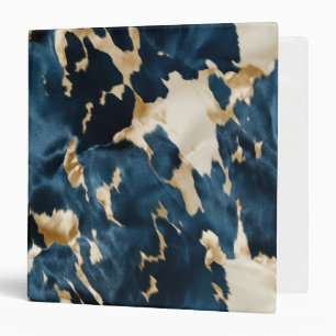 Western Blue Brown Gold Cowhide 3 Ring Binder