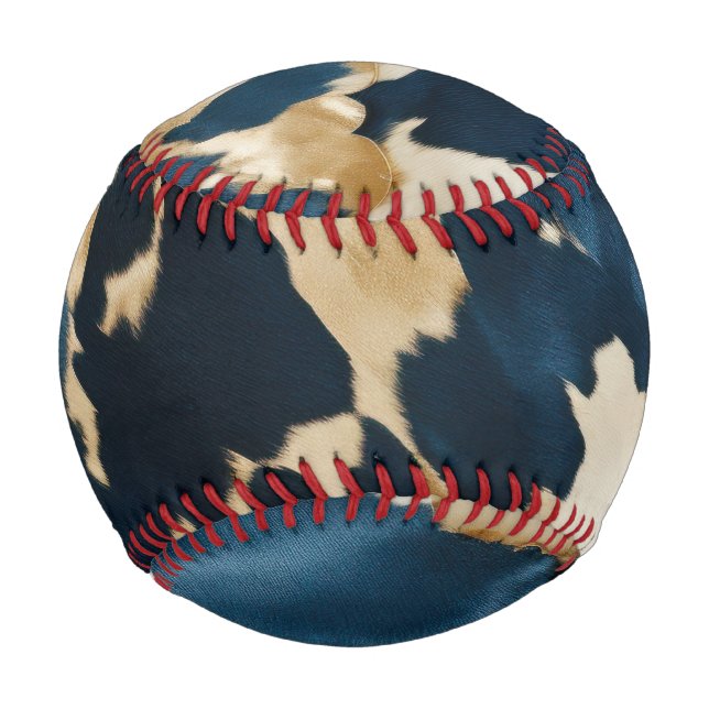 Western Blue Brown Gold Cowhide Baseball (Front)