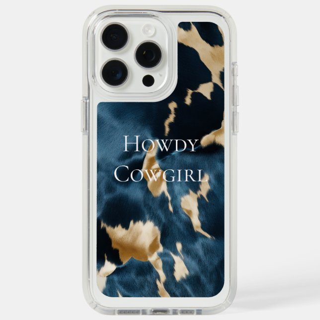 Western Blue Brown Gold Cowhide Speck iPhone Case (Front (White Titanium))