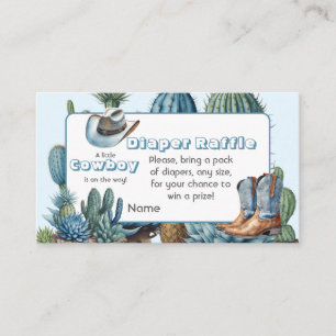 Western Blue Cowboy Rodeo Baby Shower Diaper Game Enclosure Card