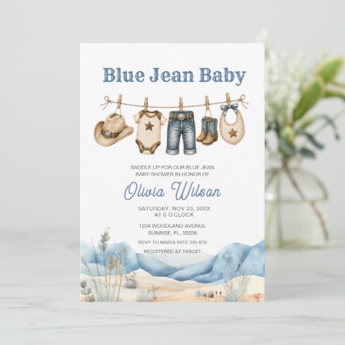 Western Blue Jean Baby Shower  Invitation