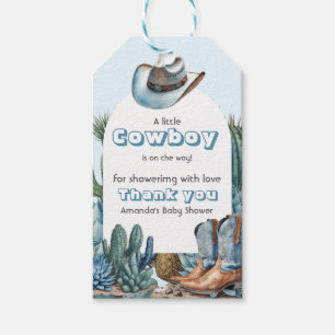 Western Blue Little Cowboy Rodeo Boy Baby Shower Gift Tags