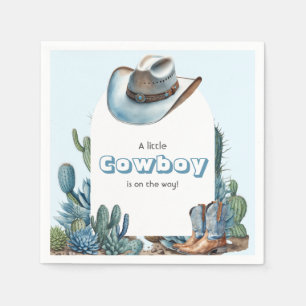 Western Blue Little Cowboy Rodeo Boy Baby Shower Napkins