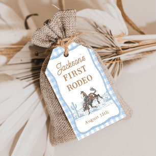 Western Blue Rodeo Cowboy Gift Tag