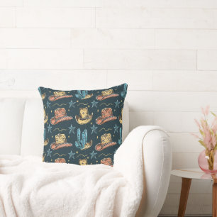 Western Blue Throw Pillow