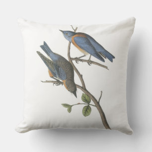Western Bluebird by Audubon Throw Pillow
