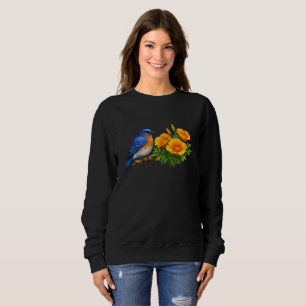 Western Bluebird with California Poppies  Sweatshirt