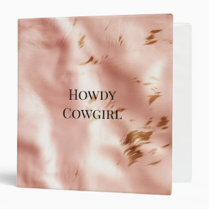 Western Blush Pink Faux Cowhide 3 Ring Binder