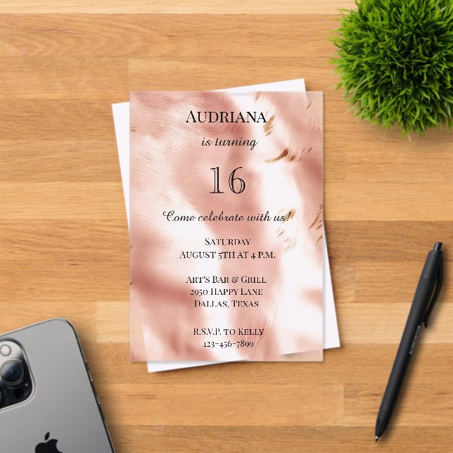Western Blush Pink Faux Cowhide Birthday Acrylic Invitations (Insitu (Invitation Card))