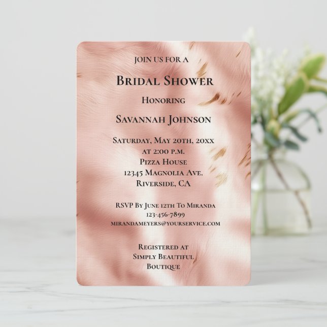 Western Blush Pink Faux Cowhide Bridal Shower Invitation (Standing Front)