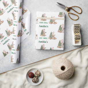 Western Boho Baby Girl First Christmas  Wrapping Paper