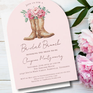 Western Boho Bridal Brunch Blush Pink Floral Invitation