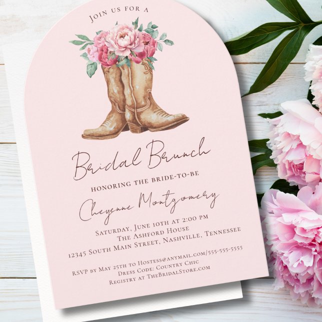 Western Boho Bridal Brunch Blush Pink Floral Invitation (Creator Uploaded)